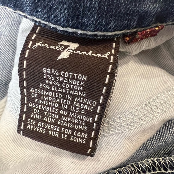 7 for all man kind reg33 Men's Blue Jeans embroidered pockets button fly lowrise - Picture 5 of 14